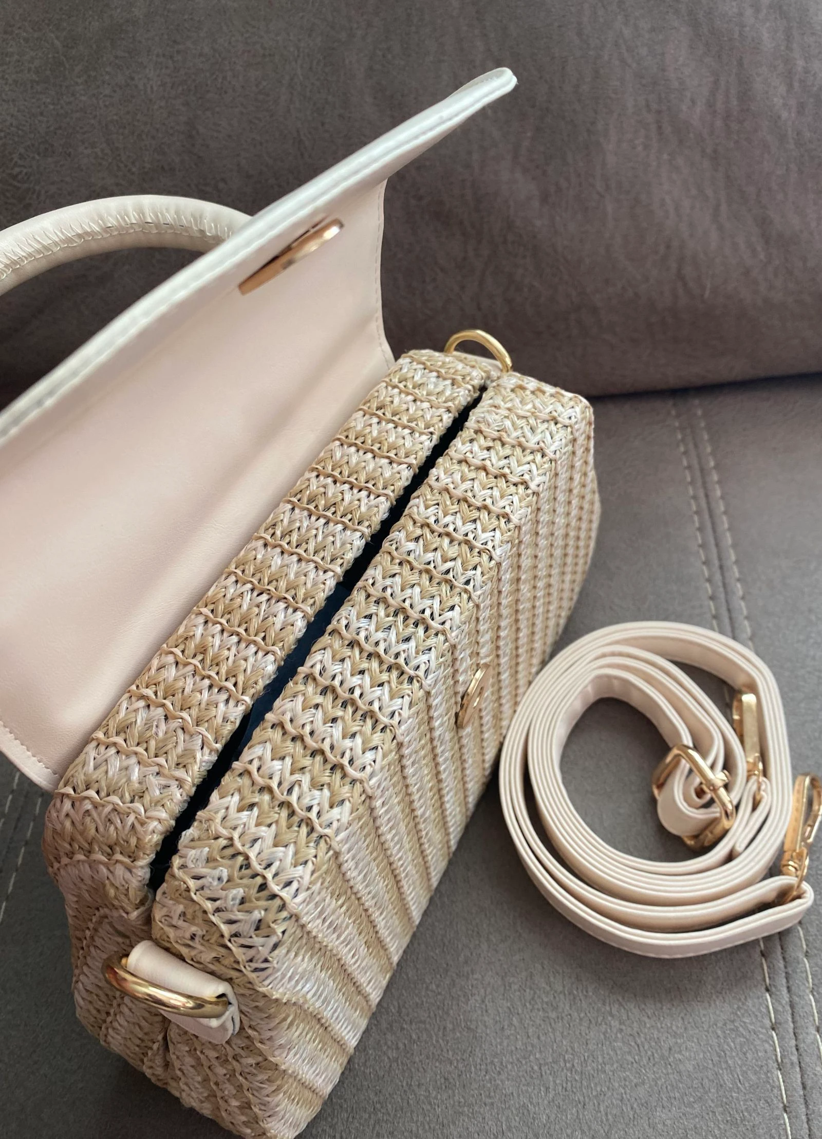 Beige koffers tas van rotan en kunstleer – photo 5